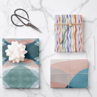 Abstraktes Wrapping Paper Flat Sheet Set 3 Geschenkpapier Set