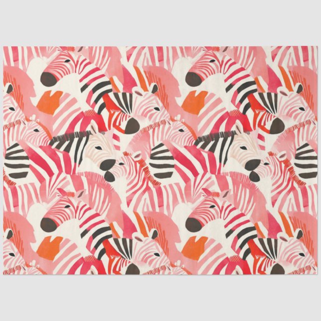 Abstraktes Zebras in rosa Seidenpapier (Vorderseite)