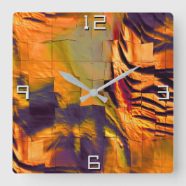 Abstraktes zeichnend Mosaik, rustikales verbrannte Quadratische Wanduhr