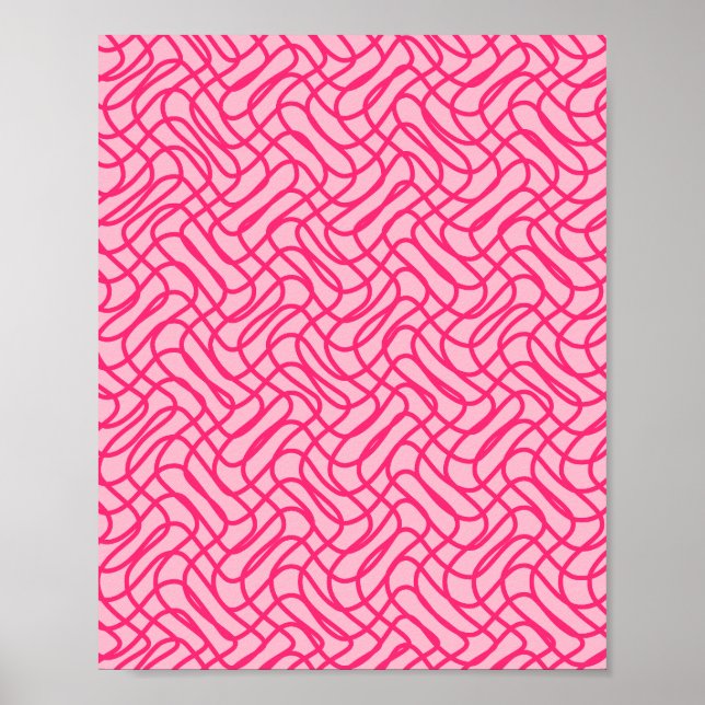 Abstraktes Zeilenmuster Preppy Pink Poster (Vorne)