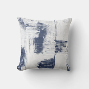 Abstraktes, zeitgemäßes Blau/Weiß-Dekor Pillow Kissen