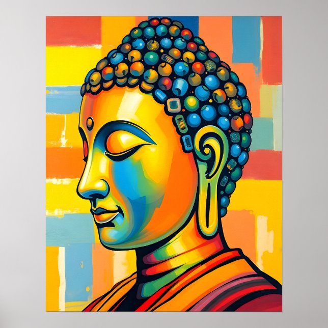 Abstraktes zeitgenössisches digitales Buddha-Gemäl Poster (Vorne)