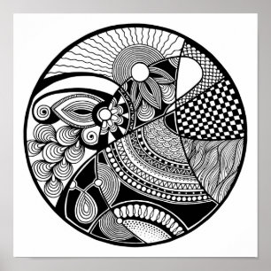 Abstraktes Zendala auf Kreis 2 Poster