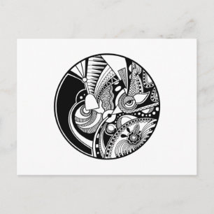 Abstraktes Zendala in Schwarzweiß Postkarte