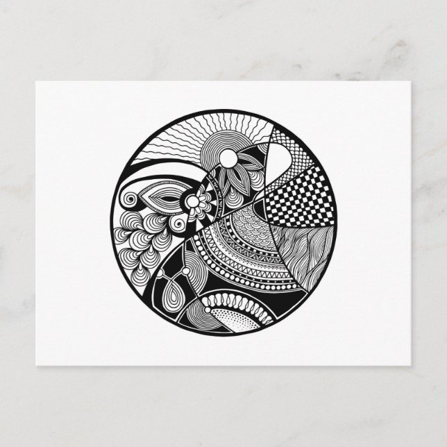 Abstraktes Zendala on Circle Postkarte (Vorderseite)