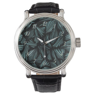 Abstraktes zerbrochenes Glas Blaues Muster Armbanduhr