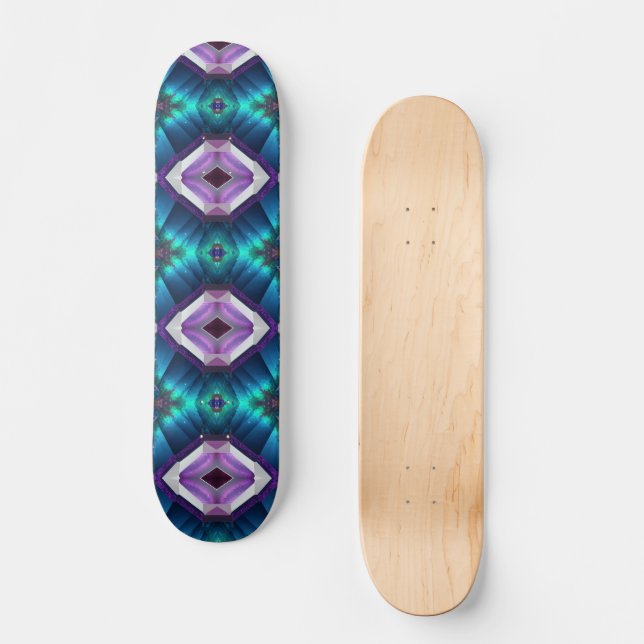 Abstraktes Zigzag Muster Geometric Kaleidoskop Gem Skateboard (Vorderseite)
