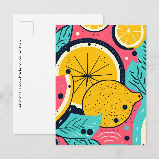Abstraktes Zitronen-Hintergrundmuster Postkarte (Vorne/Hinten)