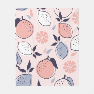 Abstraktes Zitrusmuster von Zitronen und Orangen i Fleecedecke