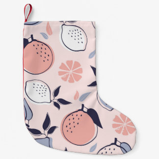 Abstraktes Zitrusmuster von Zitronen und Orangen i Kleiner Weihnachtsstrumpf