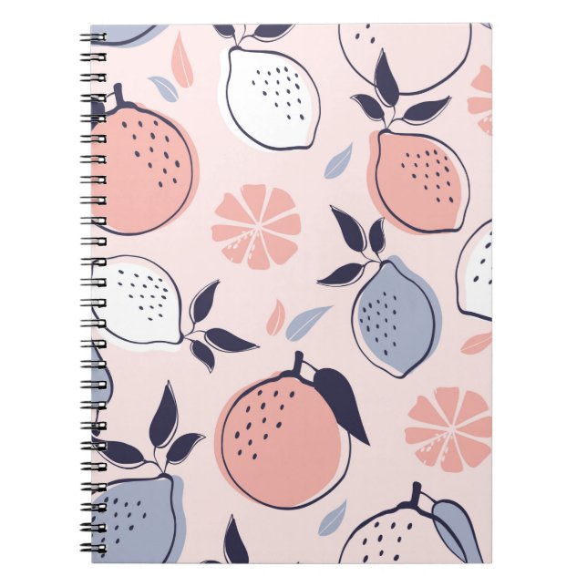 Abstraktes Zitrusmuster von Zitronen und Orangen i Notizblock (Vorderseite)