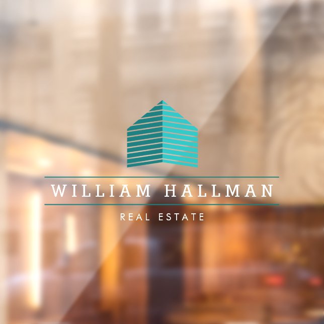 Abstraktes Zuhause-Logo Aquamarin/weiß Fensterklam Fensteraufkleber (Blatt 2)