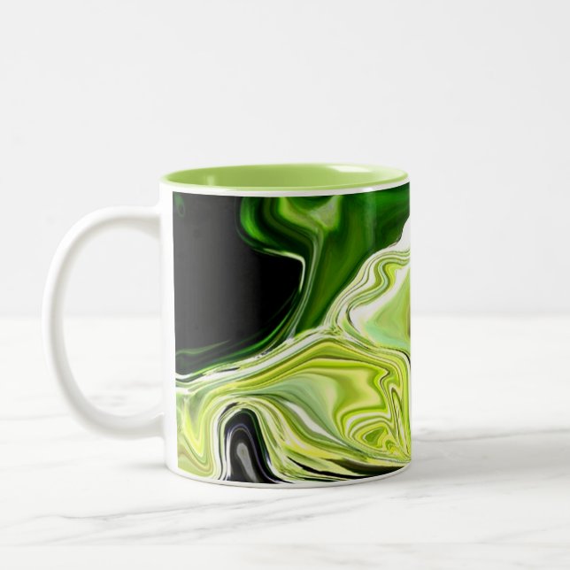 Abstraktes zwei-getontes mug~ Kaffee des grünen Zweifarbige Tasse (Links)