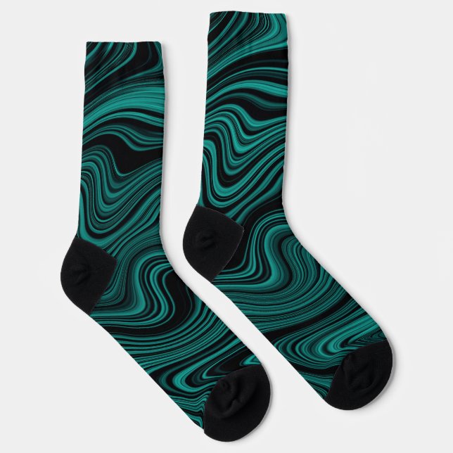 Abstraktion der schwarzen und grünen Wavy Socken (Rechts)