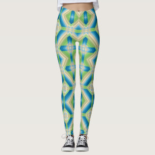 Abstraktion geometrische Formen blau-grün-weißes E Leggings
