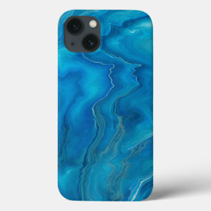 Abstraktion mit blauem und Aquamarinem Marmorboden Case-Mate iPhone Hülle