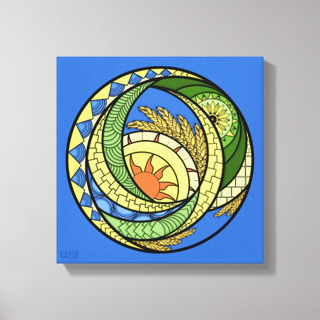 Abstraktion. Ukrainisch Stretched Canvas Print Leinwanddruck (Vorderseite)