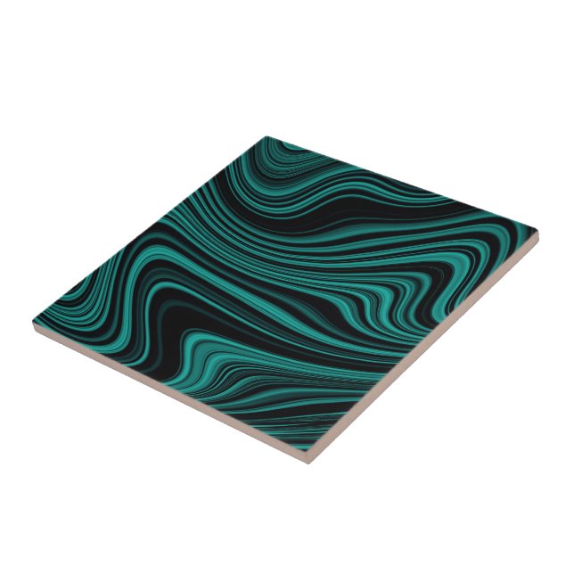 Abstraktion von Black & Emerald Wavy Fliese (Seite)
