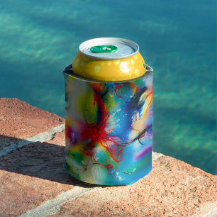 Abstraktion von Blaugelb-grüner Wasserfarbe Dosenkühler