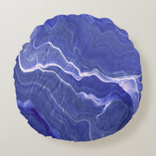 Abstraktion von Indigo Violet Agate Rundes Kissen