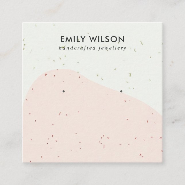 ABSTRCT KERAMIK BLUSH WAVE STUD EARRING DISPLAY QUADRATISCHE VISITENKARTE (Vorderseite)