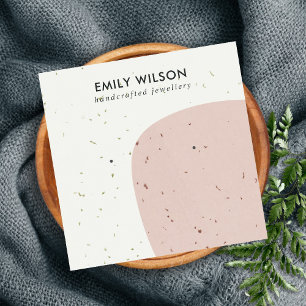 ABSTRCT-KERAMIK PEACH PINK STUD-EARRING-ANZEIGE QUADRATISCHE VISITENKARTE