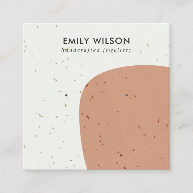 ABSTRCT-KERAMIK TERRACOTTA STUD-EARRING-ANZEIGE QUADRATISCHE VISITENKARTE (Vorderseite)