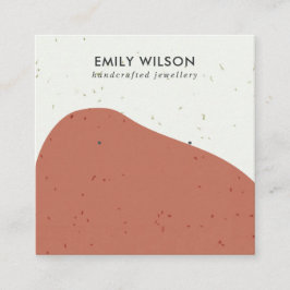 ABSTRCT TERRACOTTA RUST STUD EARRING DISPLAY QUADRATISCHE VISITENKARTE