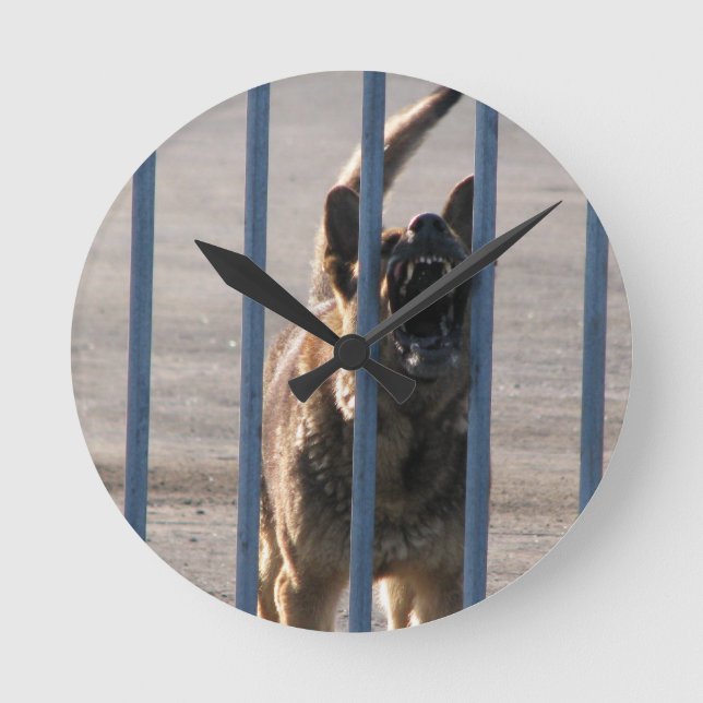 Abstreifenhund Runde Wanduhr (Vorderseite)