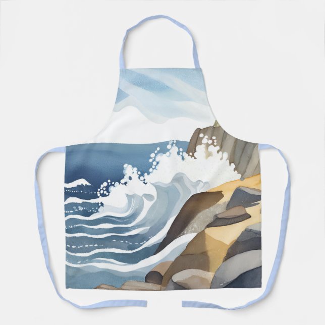 Abstürze | Rocky Coastal Shore Wasserfarbe Schürze (Vorderseite)