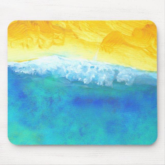 Absturzwellen Abstrakte Seascape-Malerei Mousepad (Vorne)
