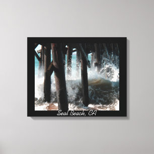 Absturzwellen - Siegel Beach Pier Wrapped Canvas Leinwanddruck
