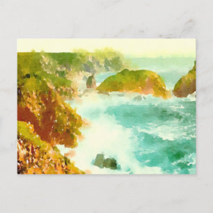 Absturzwellen Wasserfarbe Postkarte