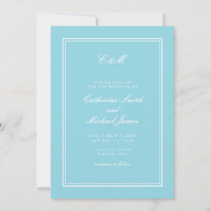 Absutklassiker Helles Aqua-Monogramm-Hochzeit Einladung