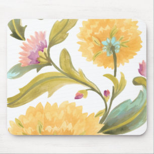 Abtei-Blumenfliesen - gelbe Blumen Mousepad