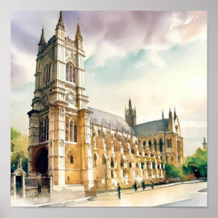 Abtei London-Westminster (B), Watercolor Poster