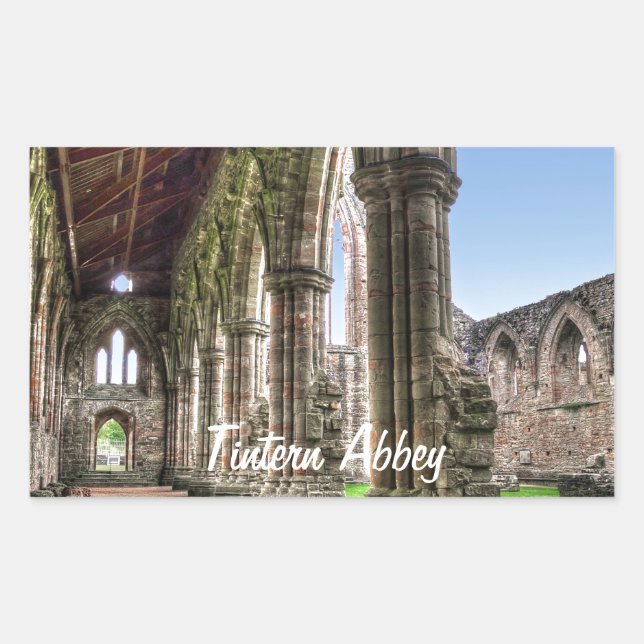 Abtei Tintern, Zisterzienserkloster, Wales Rechteckiger Aufkleber (Vorderseite)