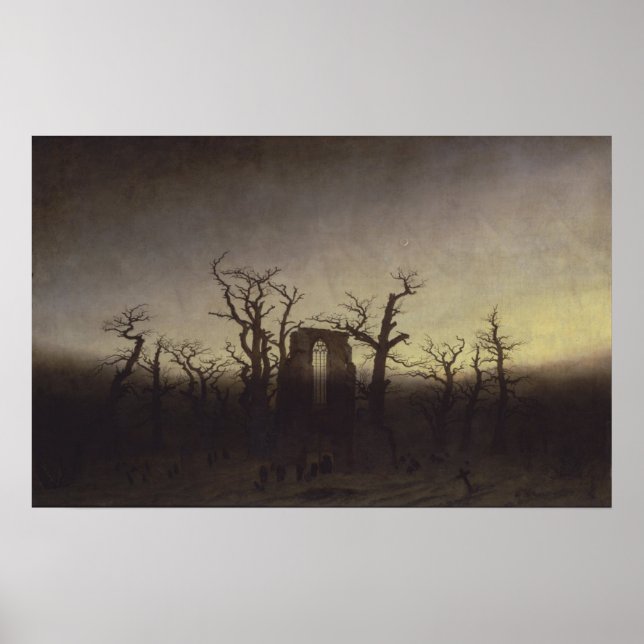 Abtei unter Oak Trees von Caspar David Friedrich Poster (Vorne)