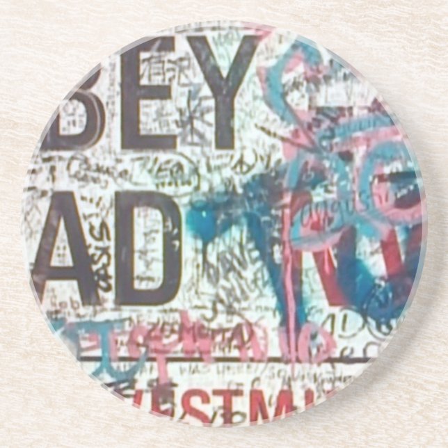 Abtei-Verkehrsschild Sandstein Untersetzer (Vorne)