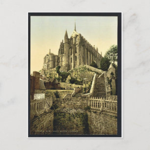 Abtei von den Wällen, Mont St. Michel, Frankreich Postkarte