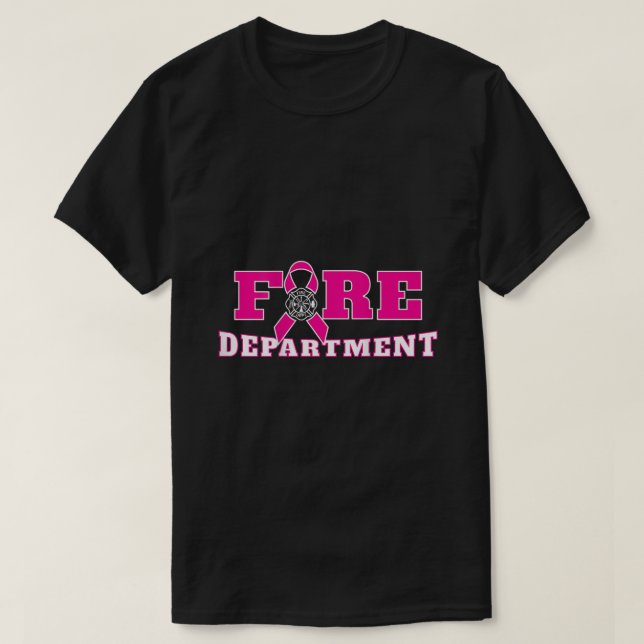 Abteilung Brustkrebs-Bewusstsein für Feuer Pink Ri T-Shirt (Design vorne)