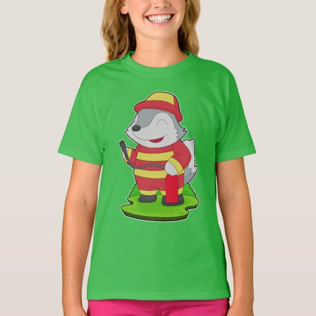 Abteilung Feuerlöschfeuerlöschdienst Wolf T-Shirt (Vorderseite)