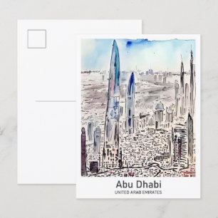 Abu Dhabi Aquarell Kunst Reise Illustration Postkarte