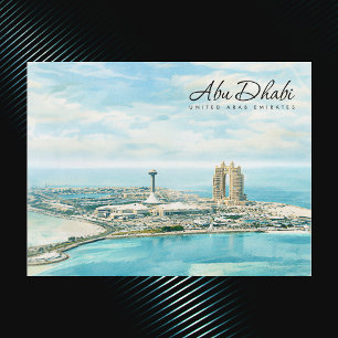 Abu Dhabi Skyline Aquarell Reiseandenken Feiertagspostkarte