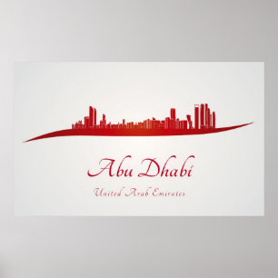 Abu Dhabi skyline im Netz and gray background Poster