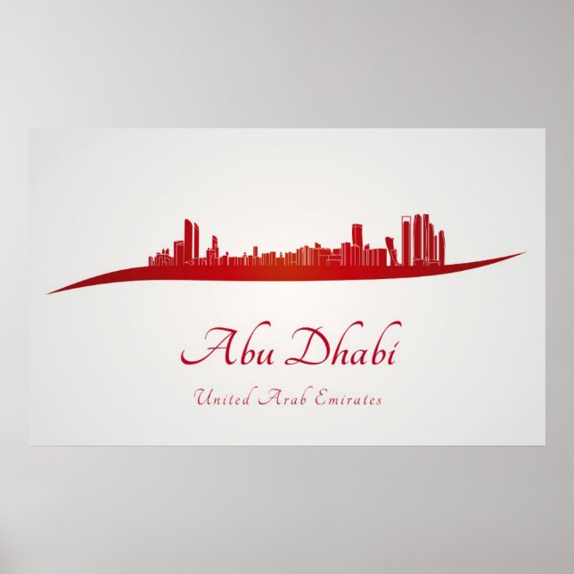 Abu Dhabi skyline im Netz and gray background Poster (Vorne)