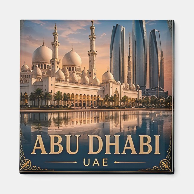 🧲 Abu Dhabi Skyline Urlaubserinnerung UAE 🌇 Magnet (Vorne)