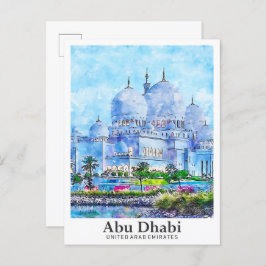 Abu Dhabi UAE Reisen Wasserfarbe Hand gezogen Postkarte