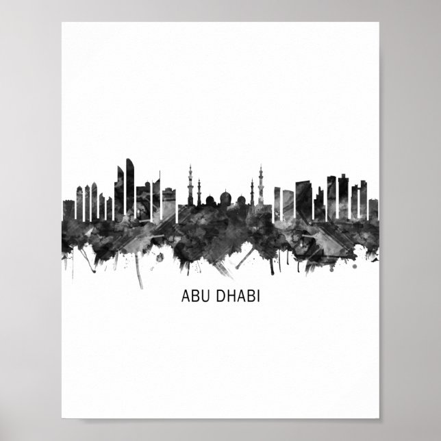 Abu Dhabi UAE Skyline BW Poster (Vorne)