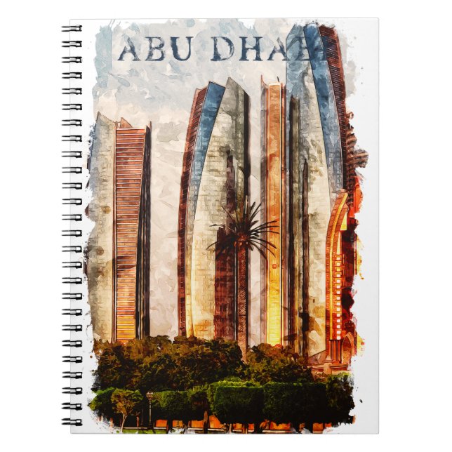 Abu Dhabi UAE Watercolor Skyline Notizblock (Vorderseite)
